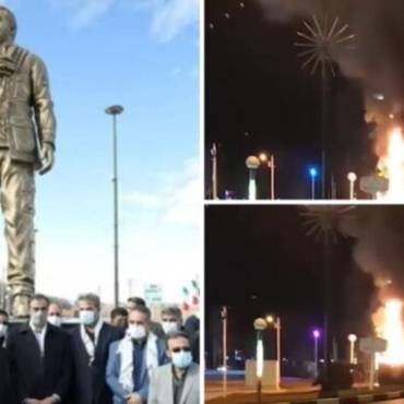 Resistance Units Torch Soleimani Statue in Shahrekord